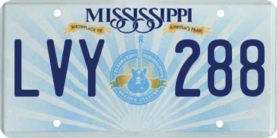 MS license plate LVY288
