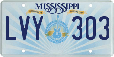 MS license plate LVY303
