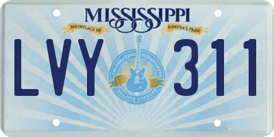 MS license plate LVY311