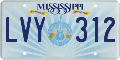 MS license plate LVY312