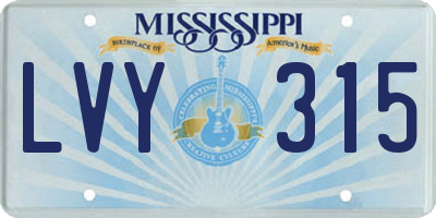 MS license plate LVY315