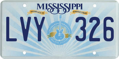 MS license plate LVY326