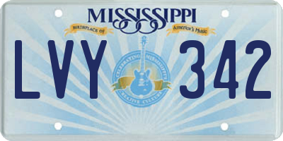 MS license plate LVY342
