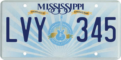 MS license plate LVY345