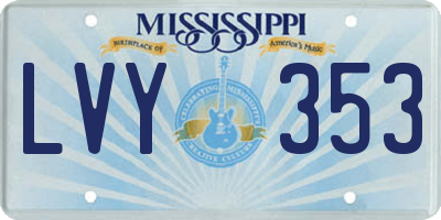 MS license plate LVY353