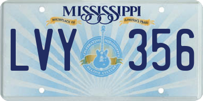 MS license plate LVY356