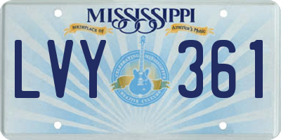 MS license plate LVY361