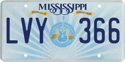 MS license plate LVY366