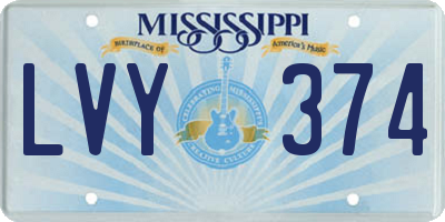 MS license plate LVY374