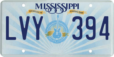 MS license plate LVY394