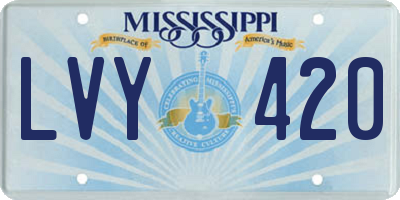 MS license plate LVY420