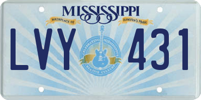 MS license plate LVY431