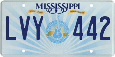 MS license plate LVY442