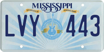 MS license plate LVY443