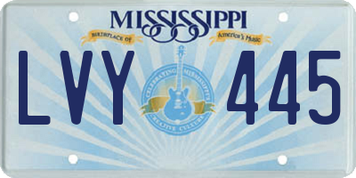 MS license plate LVY445