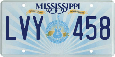 MS license plate LVY458