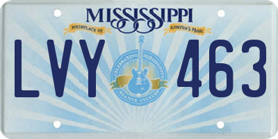 MS license plate LVY463