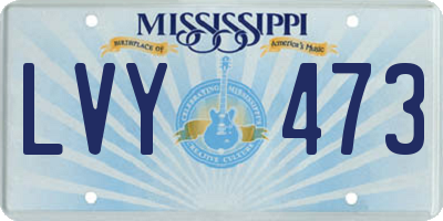 MS license plate LVY473