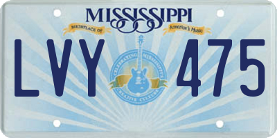 MS license plate LVY475