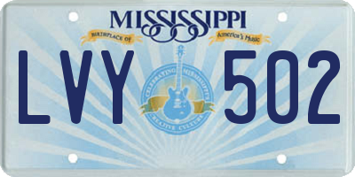 MS license plate LVY502