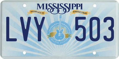 MS license plate LVY503