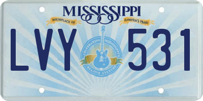 MS license plate LVY531