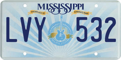 MS license plate LVY532