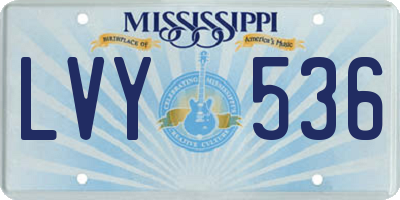 MS license plate LVY536