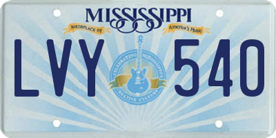 MS license plate LVY540