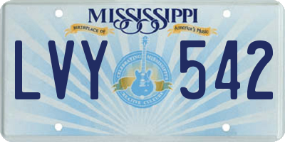 MS license plate LVY542