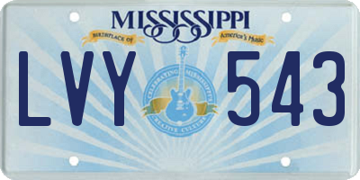 MS license plate LVY543