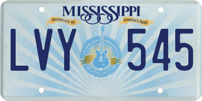 MS license plate LVY545