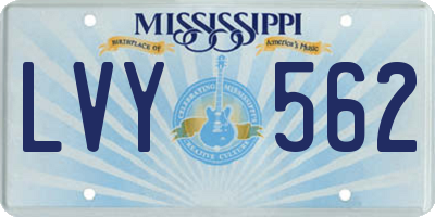 MS license plate LVY562