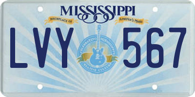 MS license plate LVY567