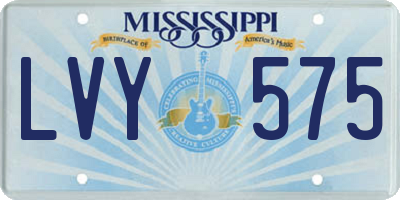 MS license plate LVY575