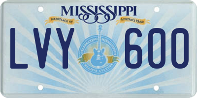 MS license plate LVY600