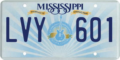 MS license plate LVY601