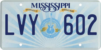 MS license plate LVY602