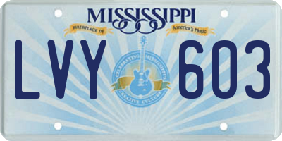 MS license plate LVY603
