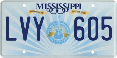 MS license plate LVY605