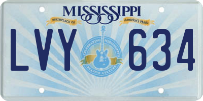 MS license plate LVY634