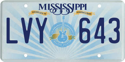 MS license plate LVY643