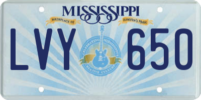 MS license plate LVY650