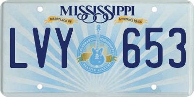 MS license plate LVY653