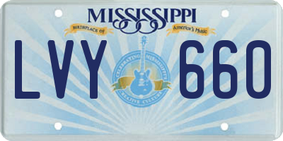 MS license plate LVY660