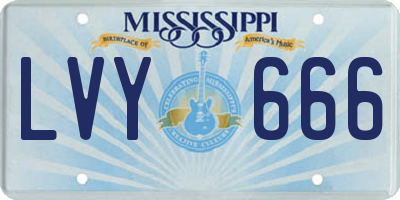 MS license plate LVY666