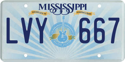 MS license plate LVY667