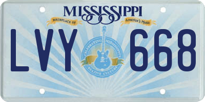 MS license plate LVY668