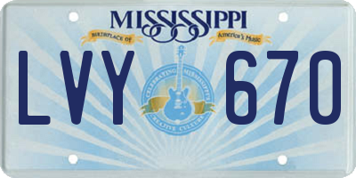 MS license plate LVY670
