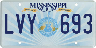 MS license plate LVY693
